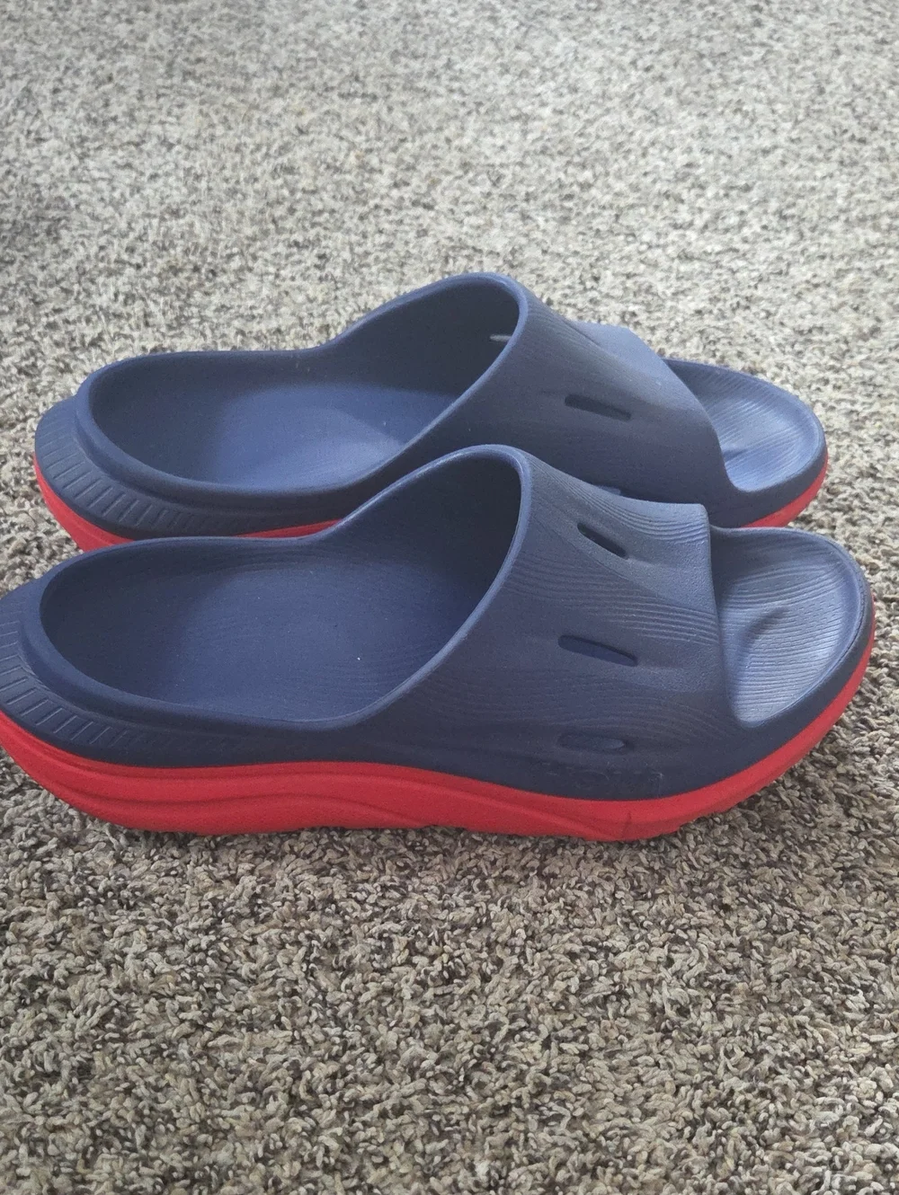 Hoka Women's Navy and Red Slide Sandals